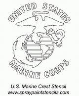 Coloring Pages Marines Marine Corps Emblem Logo Stencil Stencils Choose Board Popular sketch template