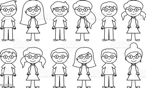 Set Of Cute And Diverse Stick People In Vector Format Stock Vector Art