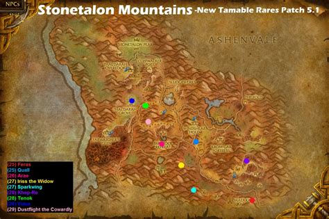 wow rare spawns stonetalon mountains tamable rares added