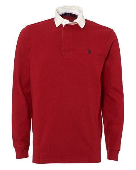 ralph lauren mens rugby shirt cotton jersey eaton red polo