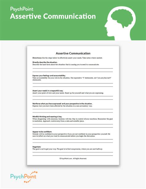 assertive communication worksheet psychpoint