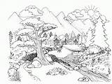 Coloring Pages Landscape Kids Nature Printable Color Bestcoloringpagesforkids sketch template
