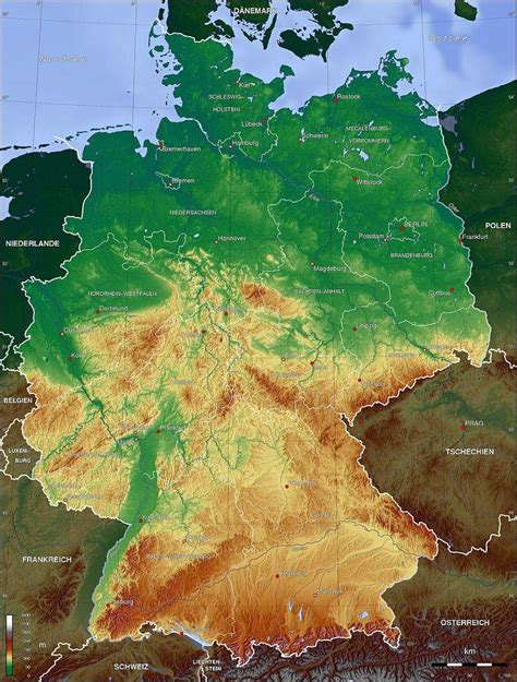 duitsland hoogtekaart kaart van duitsland hoogte west europa europa