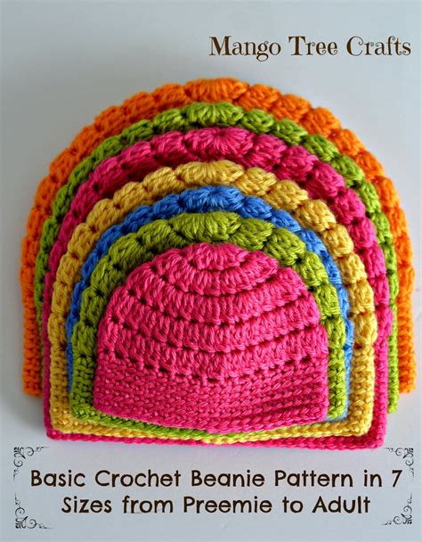 mango tree crafts  basic beanie crochet pattern  sizes
