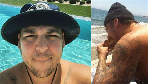rob kardashian appears shirtless by a pool to flaunt stunning weight loss