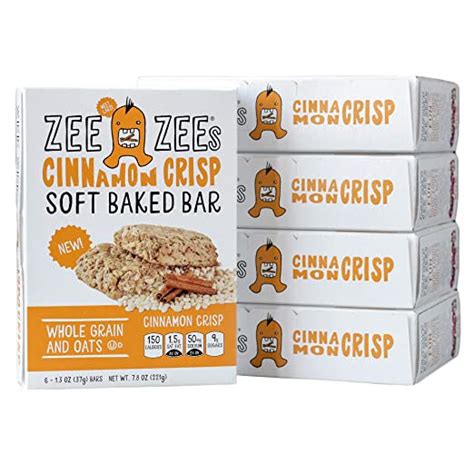 amazoncom zee zees cinnamon crisp soft baked snack bars nut   grain naturally
