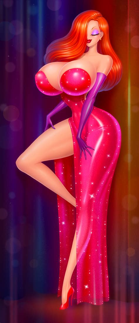 akiranime jessica rabbit who framed roger rabbit highres 1girl breasts cleavage curvy