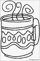 Coffee Coloring Pages Winter Kids sketch template