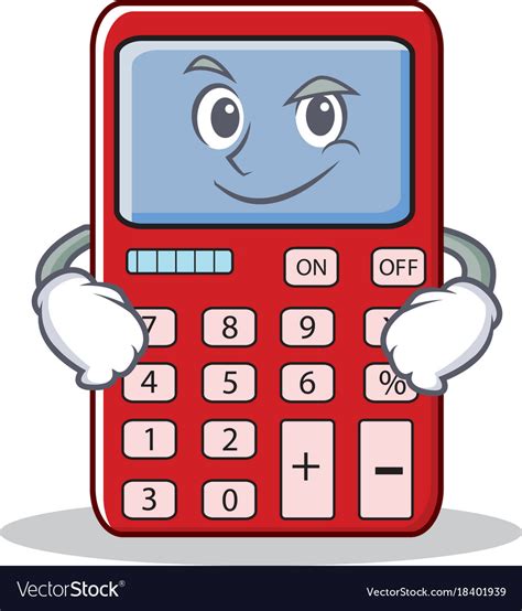smirking cute calculator character cartoon vector image