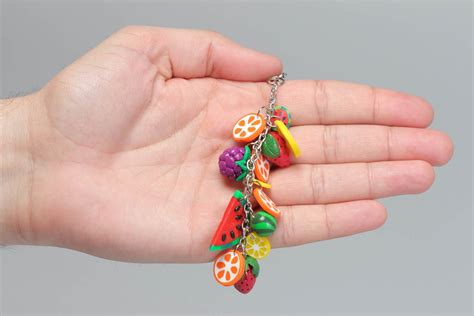 buy colorful handmade polymer clay keychain funny keychain plastic