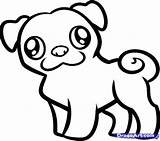 Pug Coloring Pages Drawing Puppy Kids Dog Draw Easy Cute Printable Print Step Color Cartoon Outline Pugs Drawings Colouring Puppies sketch template