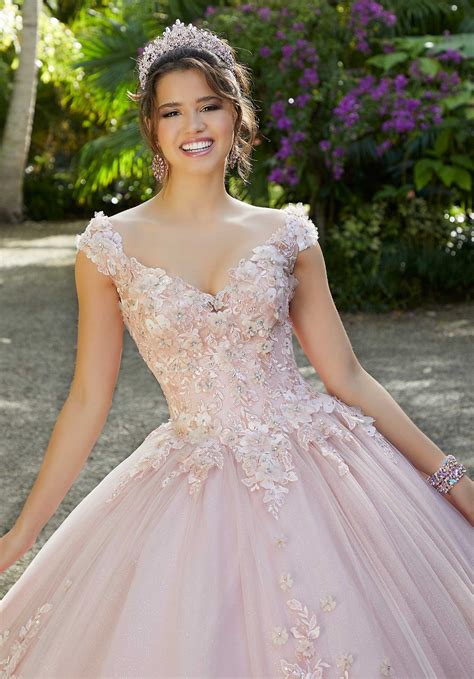 Beaded Floral Sparkling Tulle Quinceañera Dress By Morilee 89282 Mi