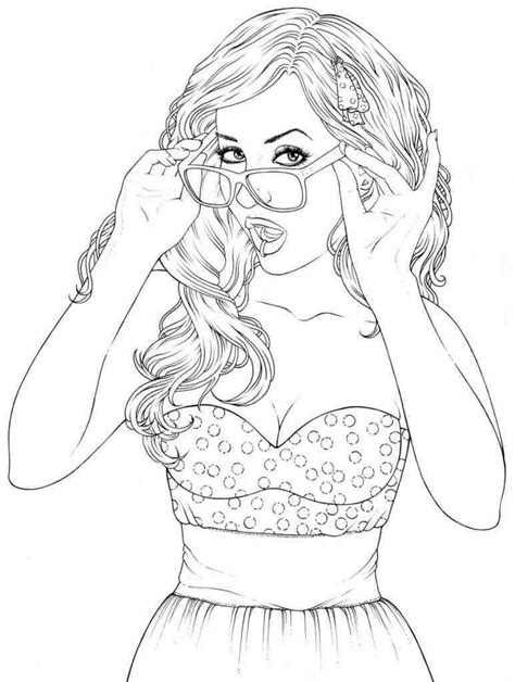 Relaxing Teenage Girl Coloring Page Free Printable Coloring Pages For