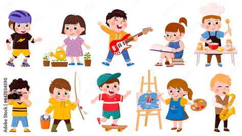 children hobby cartoon school  preschool kids cook read draw