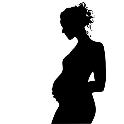 Clip Art Illustration Of A Silhouette Of A Pregnant Woman