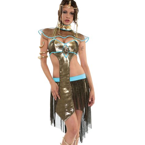 womens sexy queen cleopatra egyptian fancy dress halloween party