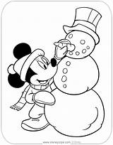 Minnie Coloring Mouse Winter Pages Fall Disneyclips Building Snowman Pdf sketch template