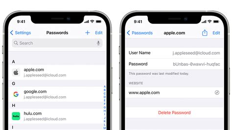 find  manage saved passwords   iphone