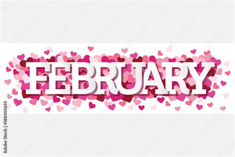 february single word  hearts banner vector illustration  stock