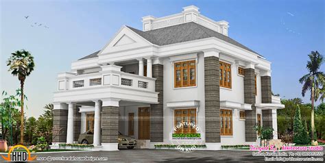 colonial touch sloped roof house plan kerala home design  floor plans