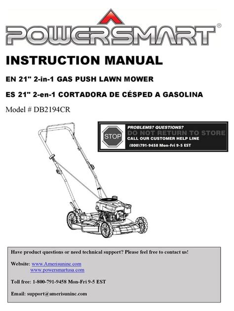 powersmart dbcr instruction manual   manual instruction push lawn mower