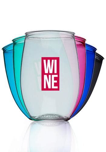 16 Oz Plastic Stemless Wine Glasses