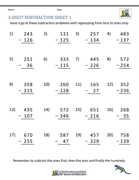 grade math addition  subtraction  regrouping worksheets