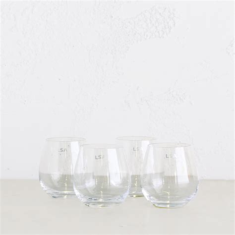 Lsa Stemless Wine Boxed Set 4 Classic Design Hand Blown Living