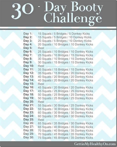 30 day booty challenge butt workouts workout and 30th