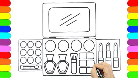 draw makeup set cosmetics brushes lipstickcoloring pages
