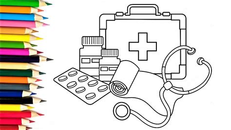 coloring pages medicines   draw medical doctor kit  baby