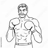 Boxer Fighter Mustache sketch template