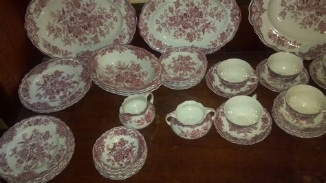 bristol crown ducal england mulberry china set     antique furniture collection