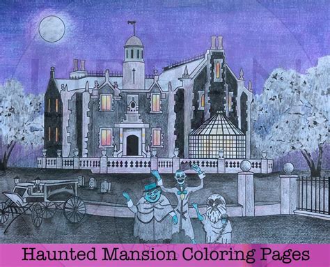 haunted mansion coloring pages etsy
