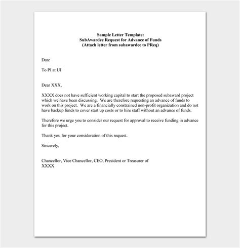 funding request letter format  sample application