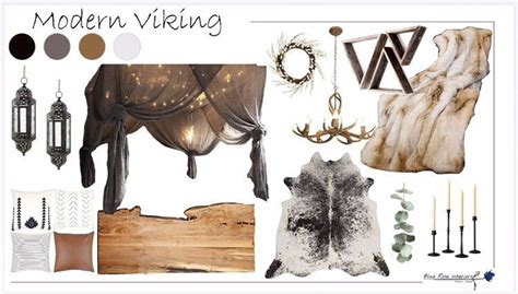 modern viking themed bedroom mood board interior design viking decor viking home decor