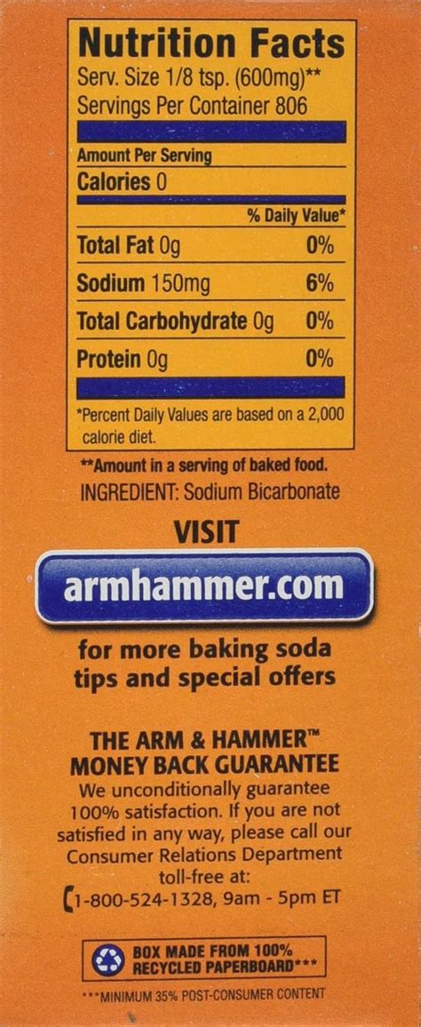 baking soda nutrition label labels