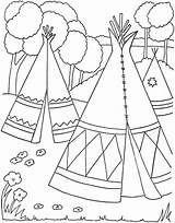 Coloring Teepee Pages Indian Native American Getdrawings sketch template