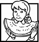 Coloring Pages Eating Watermelon Kidprintables Girl Return Main Kidsplaying sketch template