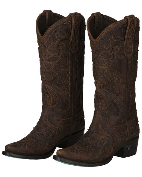 lane women s robin cognac whipstitch inlay cowgirl boots snip toe