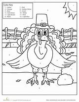 Thanksgiving Color Number Coloring Pages Kids Printable Worksheets Turkey Printables Sheets Preschool Parties Birthday Great Grade Template sketch template