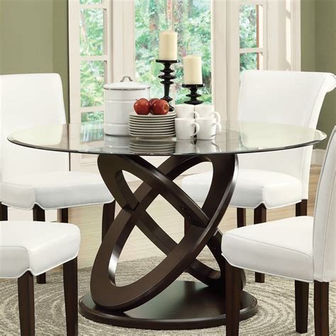 glass dining table  wood base foter
