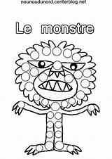 Monstre Coloriage Gommettes Imprimer Monstres Bouche Nounoudunord Activité sketch template