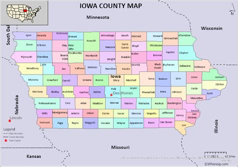 iowa county map list  counties  iowa  seats whereigcom