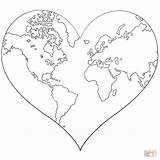 Coloring Earth Heart Shaped Pages Printable Drawing Dot sketch template