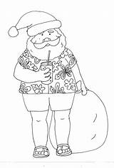 Santa Christmas Coloring Pages Digi Australian Stamps Dearie Dolls Warm Weather Tropical Kids sketch template