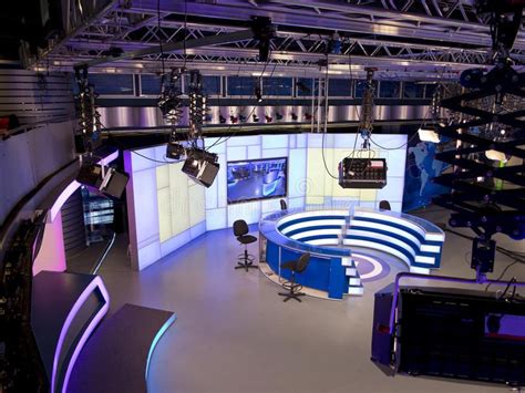 tv news studio  light equipment ready  recording tv news studio  lig ad studio