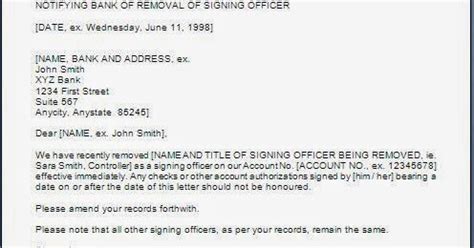 remove authorized signatory letter