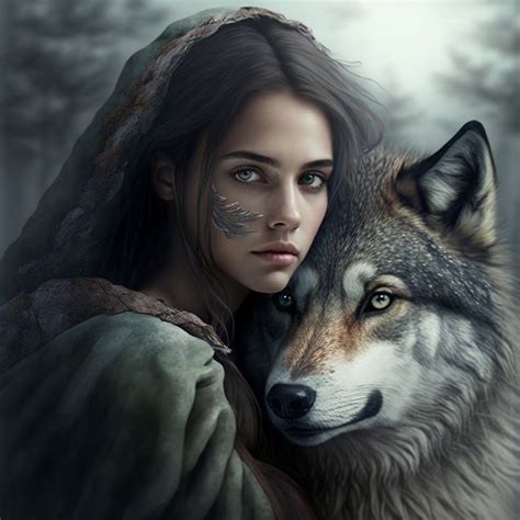 A Woman Holding A Wolf In Her Arms