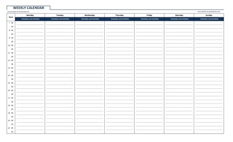 weekly schedule template  time slots
